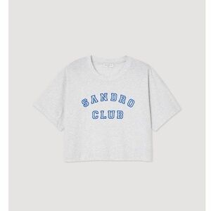 Sandro Women Light Gray Tee with Blue Lettering
